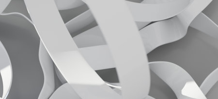 Abstract White Shapes Intertwined Design