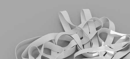 Abstract White Elastic Bands in a Knot