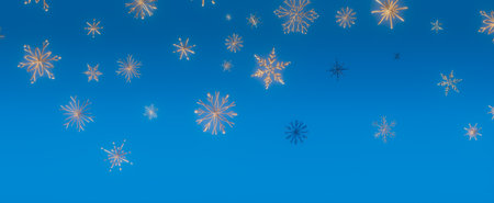 A beautiful image of falling snowflakes on a clear blue sky, perfect for winter-themed backgrounds...