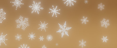 A digital art piece showcasing a pattern of snowflakes falling on a brown background, creating a subtle and elegant winter theme.の写真素材