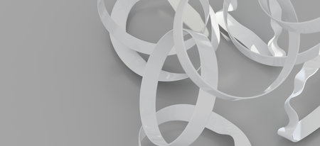 Abstract White Rings and Curves on Gray Background