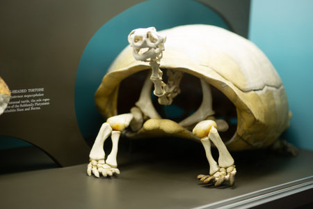 Two-Headed Tortoise Skeleton: Rare Platysternin Subfamily Specimenの写真素材