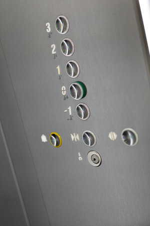 Modern Elevator Control Panel Buttons Close-up