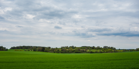 Hiking trip in Ostelsheim, in the black forrest on a cloudy day in early springの写真素材