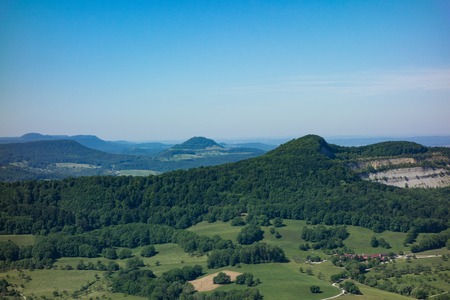 This is the view from the viewpoint of the Burg Hohenneuffen on a summer day This is the view from the viewpoint of the Burg Hohenneuffen on a summer day