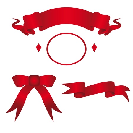 Red ribbons on white. Abstract vector illustration.のイラスト素材