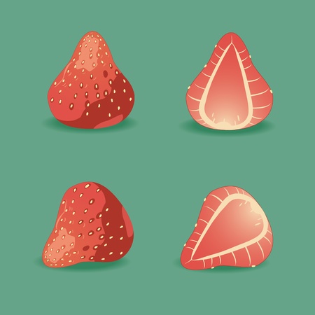 Juicy strawberry on green  Abstract illustration のイラスト素材