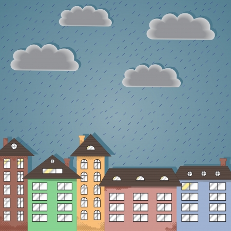 Paper city during the rain  Abstract background,のイラスト素材