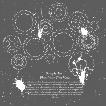 Gears cogs and pinions sketch. Abstract vector illustration.のイラスト素材