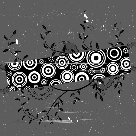Grunge banner with concentric circles. Abstract vector illustration.のイラスト素材