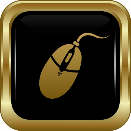Black gold computer mouse icon. Abstract vector illustration.のイラスト素材