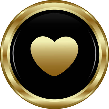 Black gold heart button. Abstract vector illustration.のイラスト素材