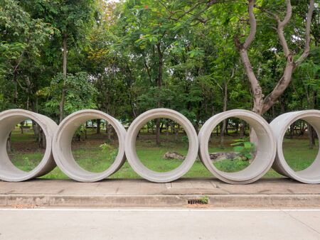Drain with large concrete . By the roadsideの写真素材