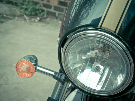 close-up Headlight  Motorbikes , vintage style .
