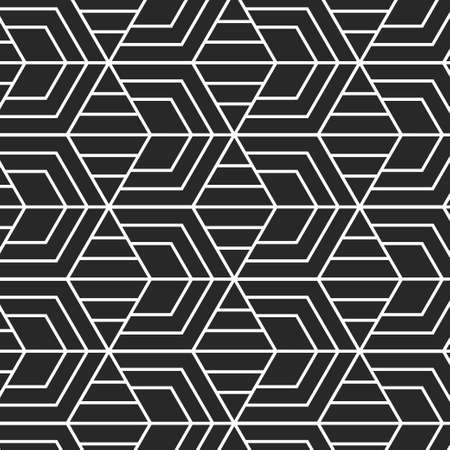 Vector Black and White Geometric Seamless Repeat Pattern with Mosaic Hexagons. Surface Pattern Design Great for Fabric, Wallpapers, Packaging and more.のイラスト素材