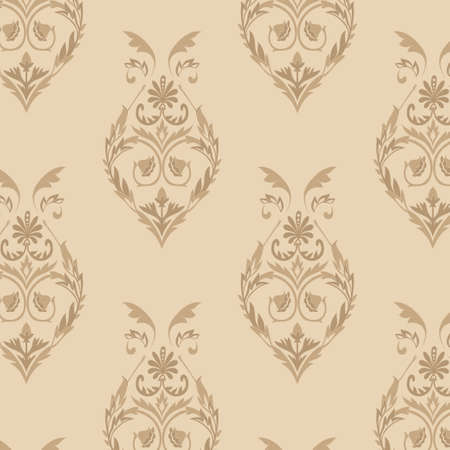 Beige Old Style Pattern, Ancient Seamless Design with Hand Drawn Ornamental Elements. Good for Fabric, Wallpaper, Packaging Projects and more.のイラスト素材