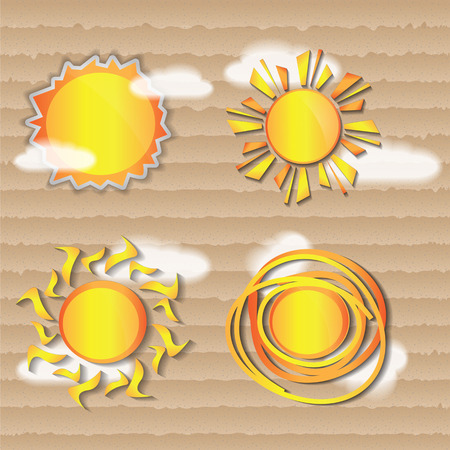 weather icons sun on cardboard backgrond vectorのイラスト素材