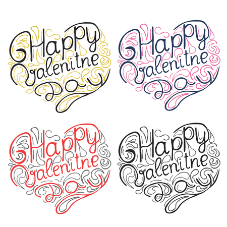 Hand drawn lettering of phrase Happy valentines day.のイラスト素材
