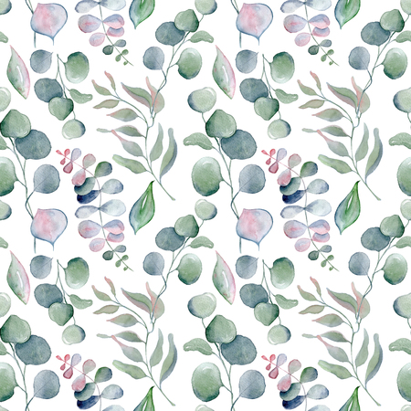Watercolor floral seamless pattern Hand drawn illustration backgroundの写真素材