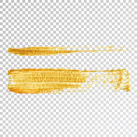 Gold paint smear stroke stain,  brush stroke on white background. Abstract gold glittering texture. High quality manually traced vector illustrationのイラスト素材
