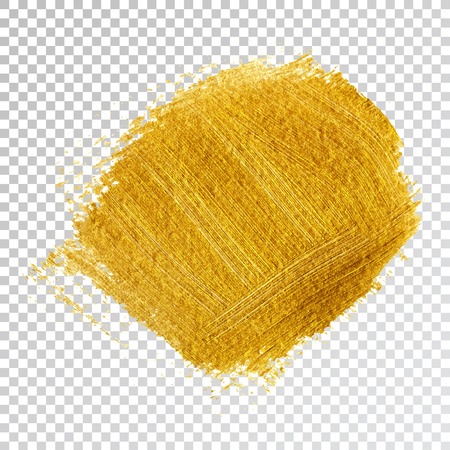 Gold paint smear stroke stain,  brush stroke on white background. Abstract gold glittering texture. High quality manually traced vector illustrationのイラスト素材
