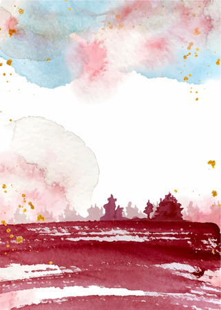 Watercolor abstract background, hand drawn watercolour burgundy and blue texture Vector illustrationのイラスト素材
