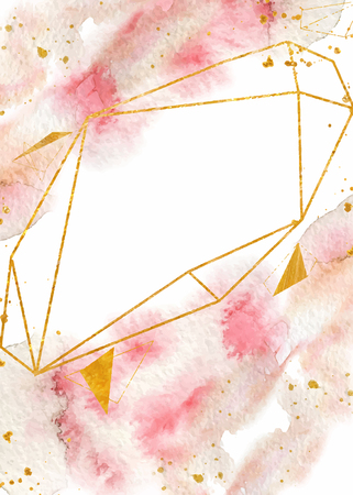 Watercolor abstract background, hand drawn watercolour pink and gold texture Vector illustrationのイラスト素材