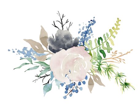 Floral winter bouquet hand drawn illustration. Christmas Decoration Print Design Templateの写真素材