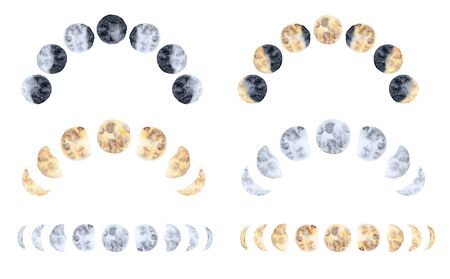 Watercolor lunar eclipse isolated on white background modern space design illustrationの写真素材