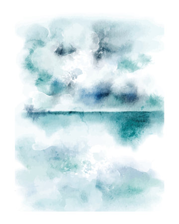 Abstract watercolor landscape. Hand drawn backgroundのイラスト素材