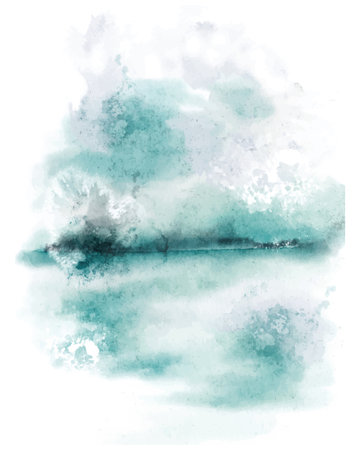 Abstract watercolor landscape. Hand drawn backgroundのイラスト素材