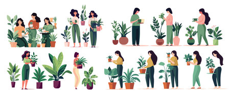 Watercolor floral numbers set with wild flowers from 0 to 9のイラスト素材