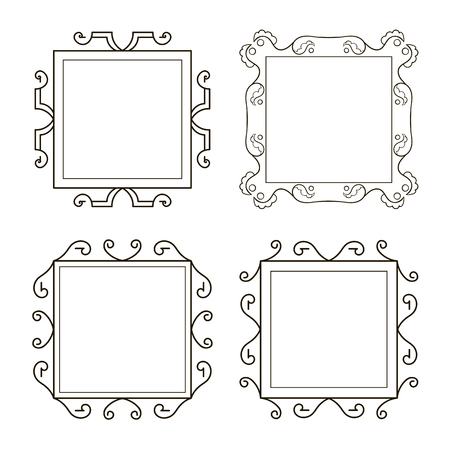 Vector image. Set of vintage frames with scrolls and curls.のイラスト素材