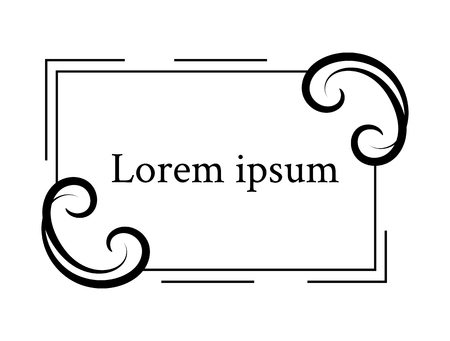 Vector elements. A set of curls and scrolls. Decorative frame. Elegant element for design monogram template. Floral border, place for text.のイラスト素材