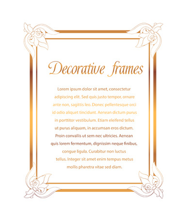 Vector image. Decorative gold frame. Elegant element for design template, place for text.Floral border.のイラスト素材