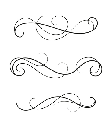 Vector image. A set of curly divider. Scroll, swirl element isolated.のイラスト素材