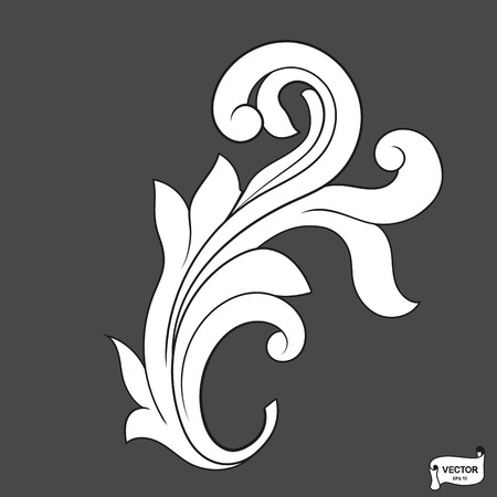 Vector elements. Curls and scrolls ornament for design and decoration.Vintage baroque victorian floral ornament scroll. Engraved retro flower pattern decorative design. Tattoo filigree calligraphy.のイラスト素材