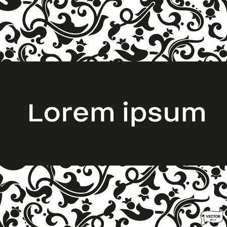 Ornamental frame template, black and white postcard.のイラスト素材