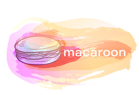 Vector image. Colored sketch macaroon in the style of doodle. Bright color spots, imitation of watercolor.のイラスト素材