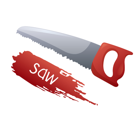 Vector image. Saw icon in cartoon style. Tools for repair.のイラスト素材