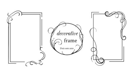 Vector image. Set of vintage frames with floral scrolls and curls.のイラスト素材