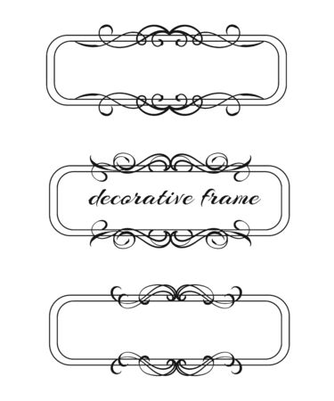 Vector image. Set of vintage frames with floral scrolls and curls.のイラスト素材
