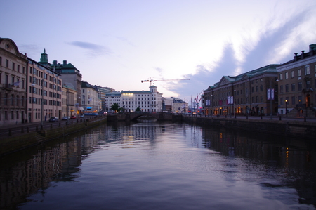 River flows over Gothenburg cityのeditorial素材