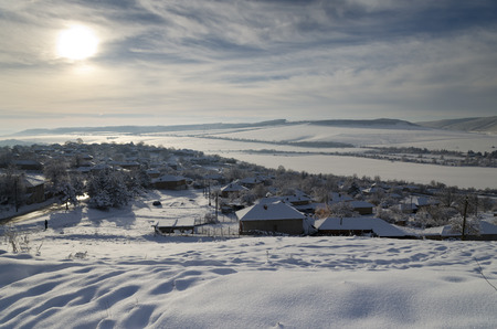 Winter tale in the fields of northern Bulgariaの写真素材