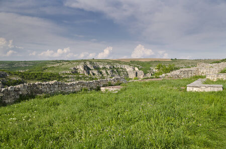 Ancient ruins of a medieval fortress close to the village of Cherven, Bulgariaの写真素材