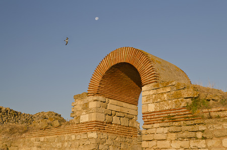 Part of the wall in the city of Nesebar in Bulgariaの写真素材