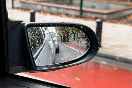 Looking in the side rear-view mirror in the day of dreams