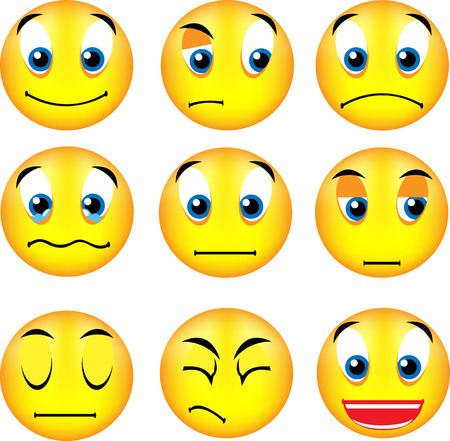 vector emoticons with different expressionのイラスト素材