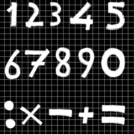 blackboard with numbers and operation symbolsのイラスト素材