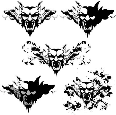 vector set of a vampire golem with different textures and decorationsのイラスト素材